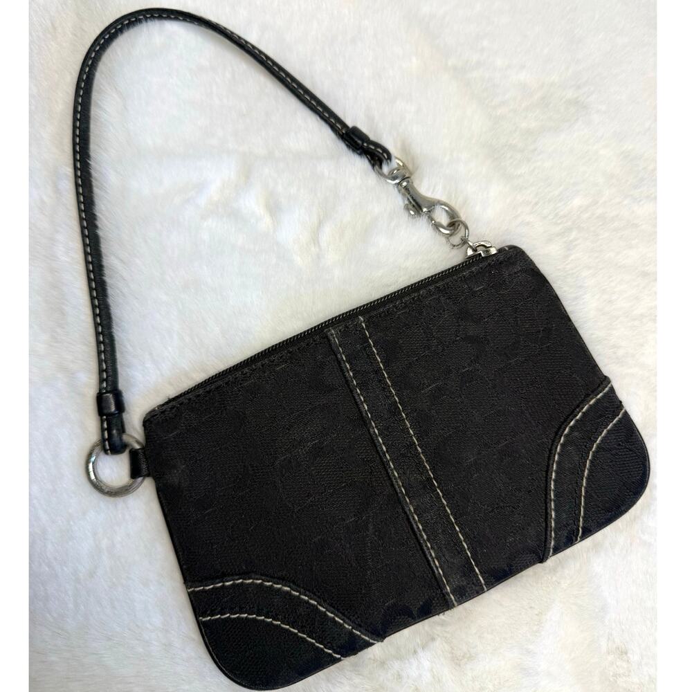 COACH Black Signature Canvas Wristlet
